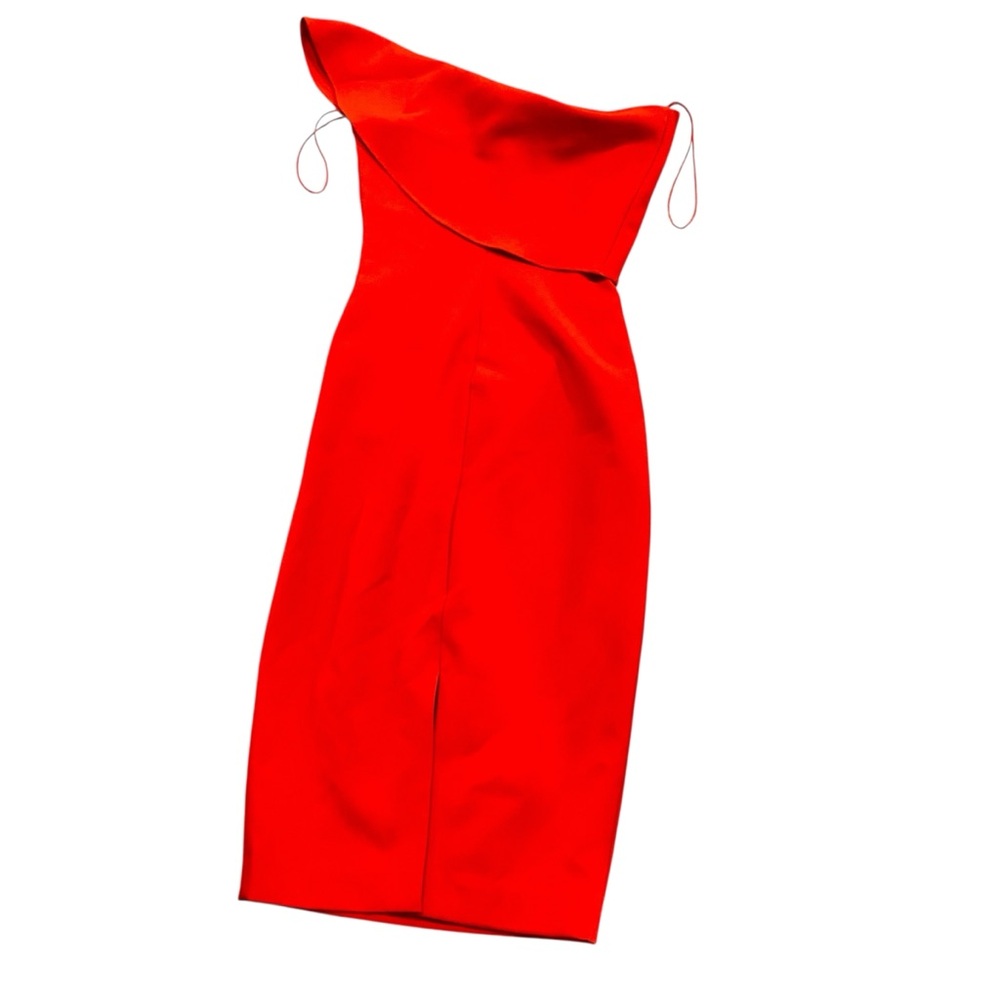 Likely Red Ruffle One Shoulder Knee Length Dress Size 2 Cocktail Bodycon - Picture 5 of 9